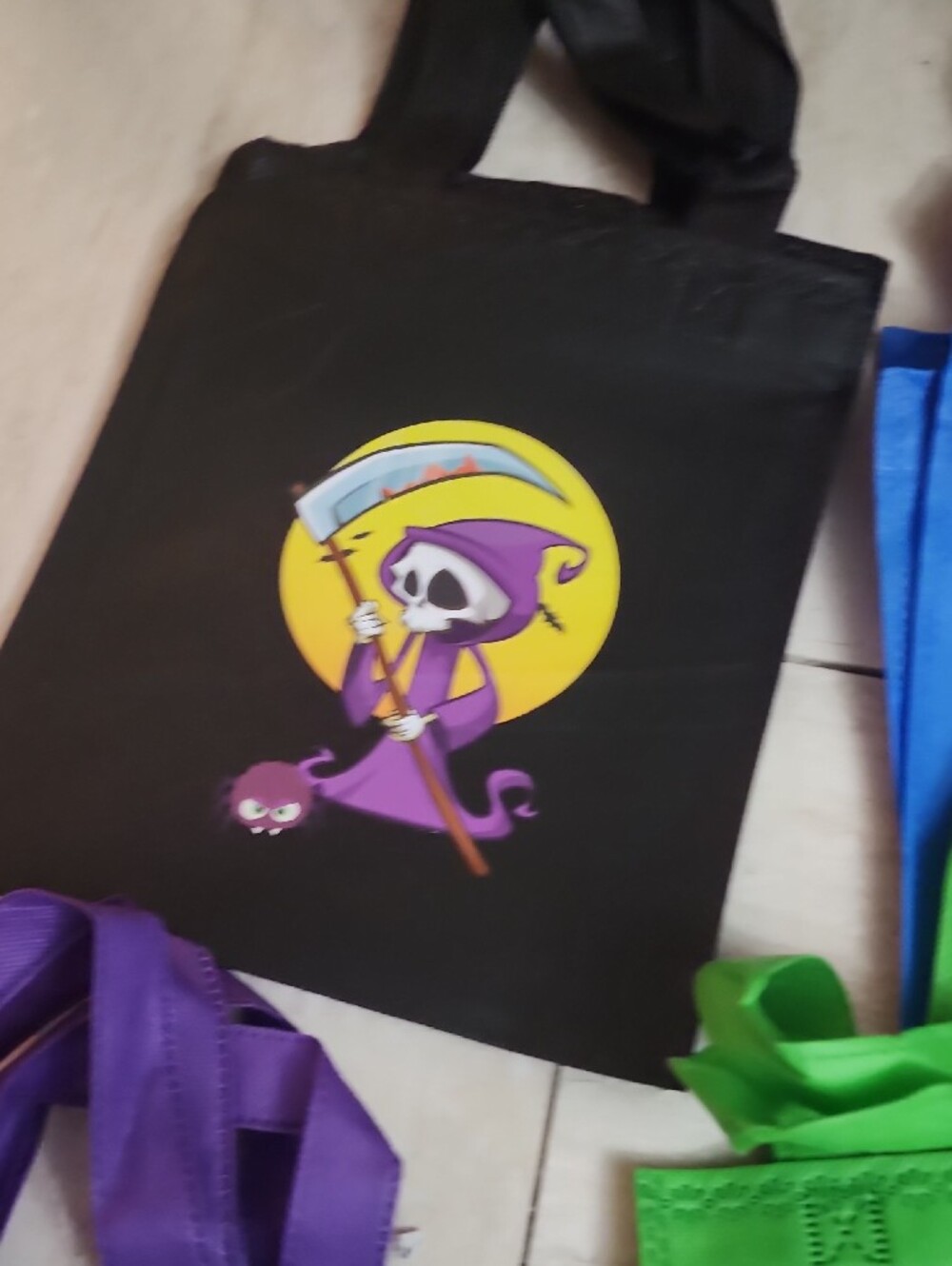 Halloween Kids Treat Bag Tote - Green Boo Ghost Design - Picture 8 of 9